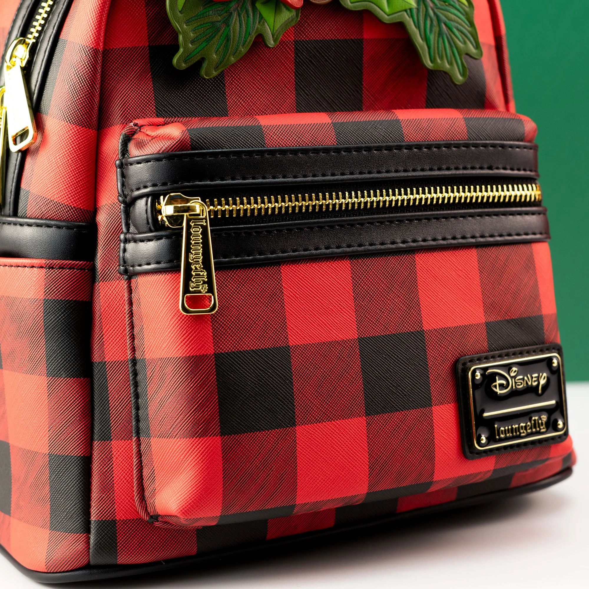 Loungefly x Disney Mickey Mouse Christmas Mistletoe Plaid Mini Backpack - Image 3