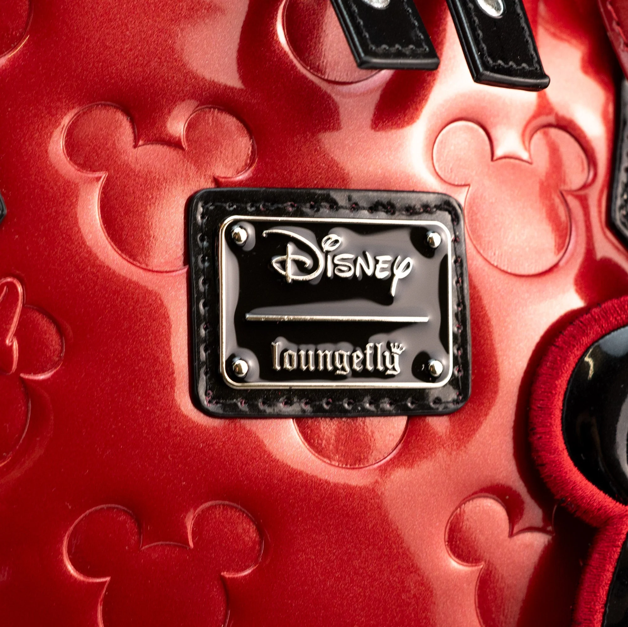 Loungefly x Disney Mickey and Minnie Mouse Red Embossed Silhouettes Tote Bag - Image 3