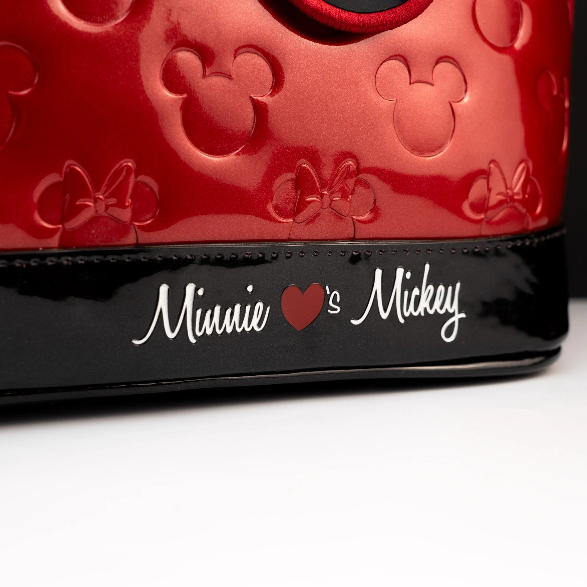 Loungefly x Disney Mickey and Minnie Mouse Red Embossed Silhouettes Tote Bag - Image 7
