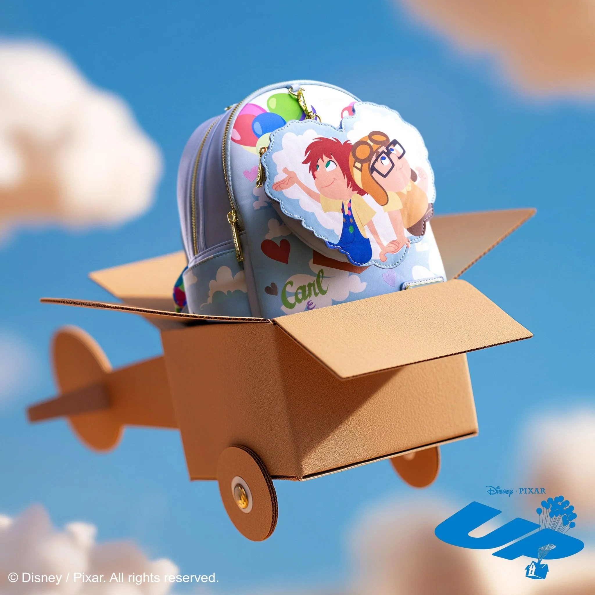 Loungefly x Disney Pixar Up Carl and Ellie Foil Hearts Balloons Mini Backpack With Coin Bag - Image 13