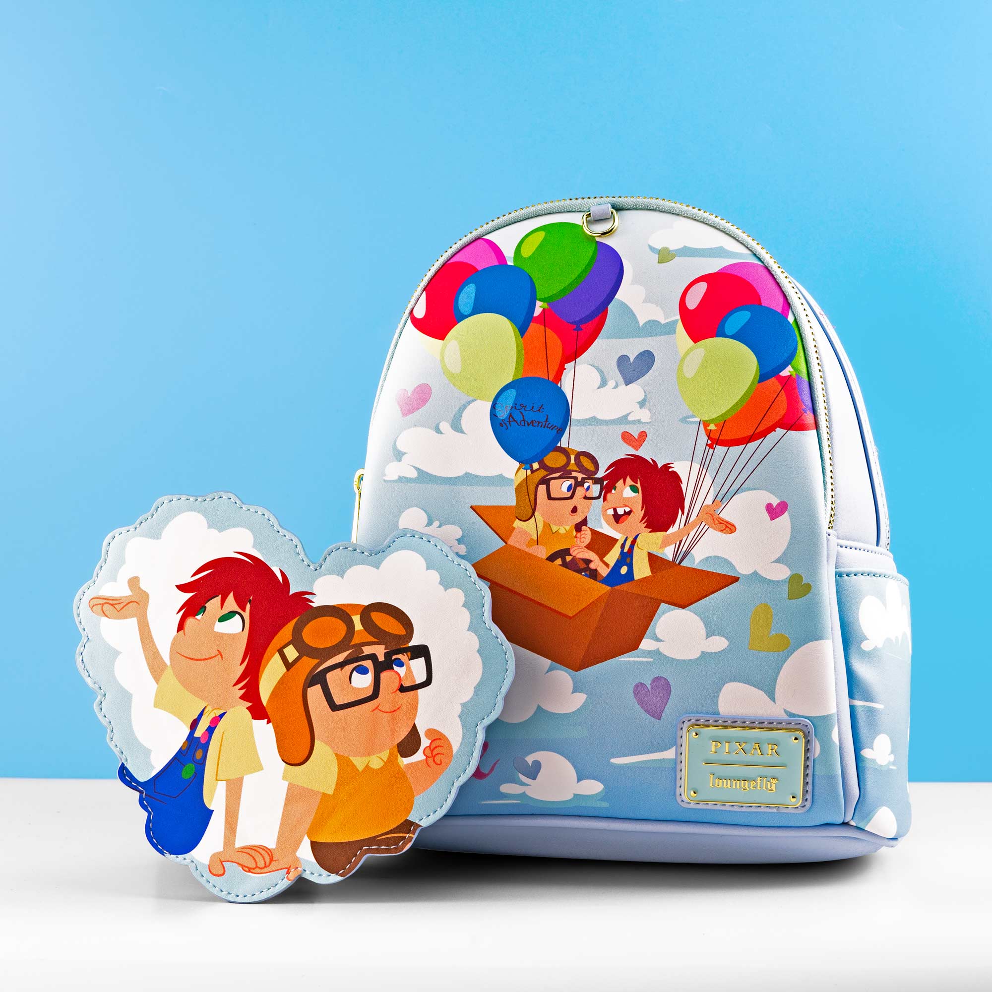 Loungefly x Disney Pixar Up Carl and Ellie Foil Hearts Balloons Mini Backpack With Coin Bag - Image 3