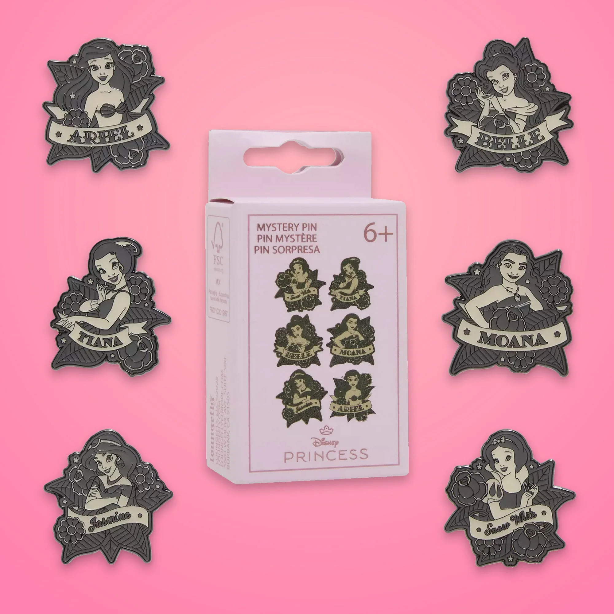 Loungefly x Disney Princesses Two Tone Tattoo Mystery Blind Box Pin
