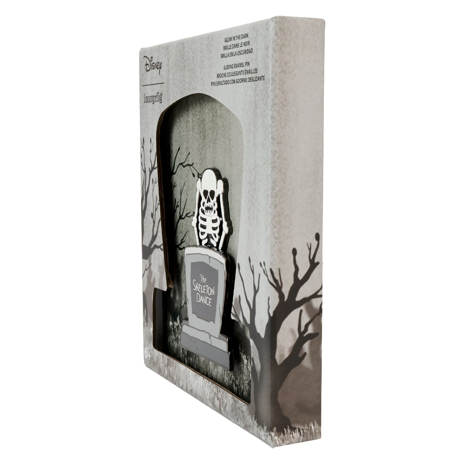 Loungefly x Disney Skeleton Dance Glow In The Dark Sliding 3" Collector Box Pin - Image 2