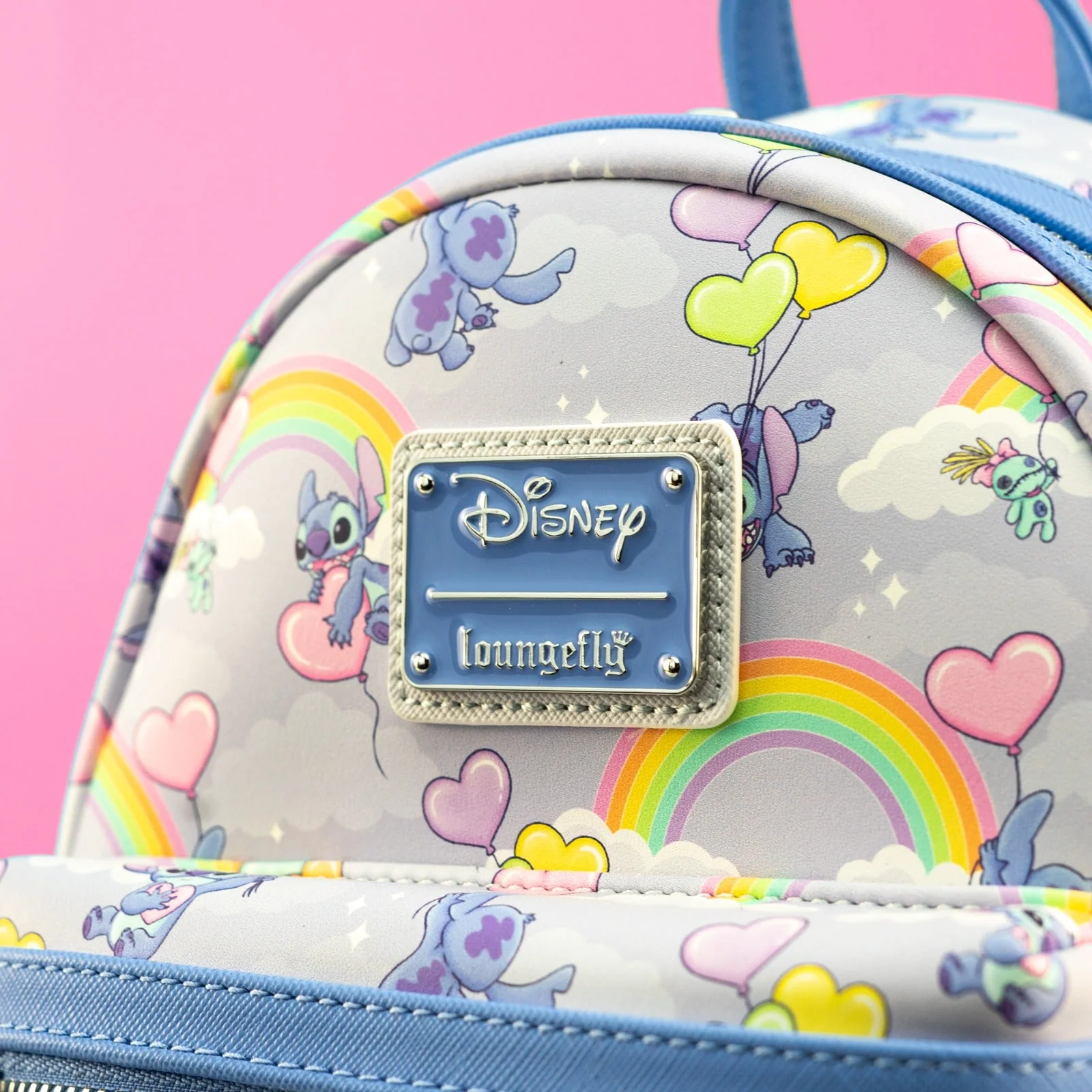 Loungefly x Disney Stitch Rainbows and Heart Balloons All Over Print Mini Backpack - Image 2