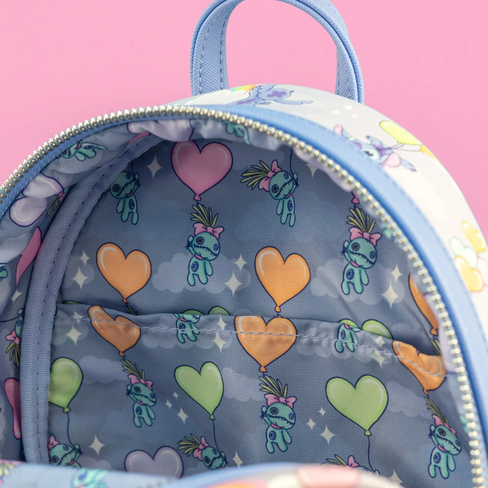 Loungefly x Disney Stitch Rainbows and Heart Balloons All Over Print Mini Backpack - Image 5