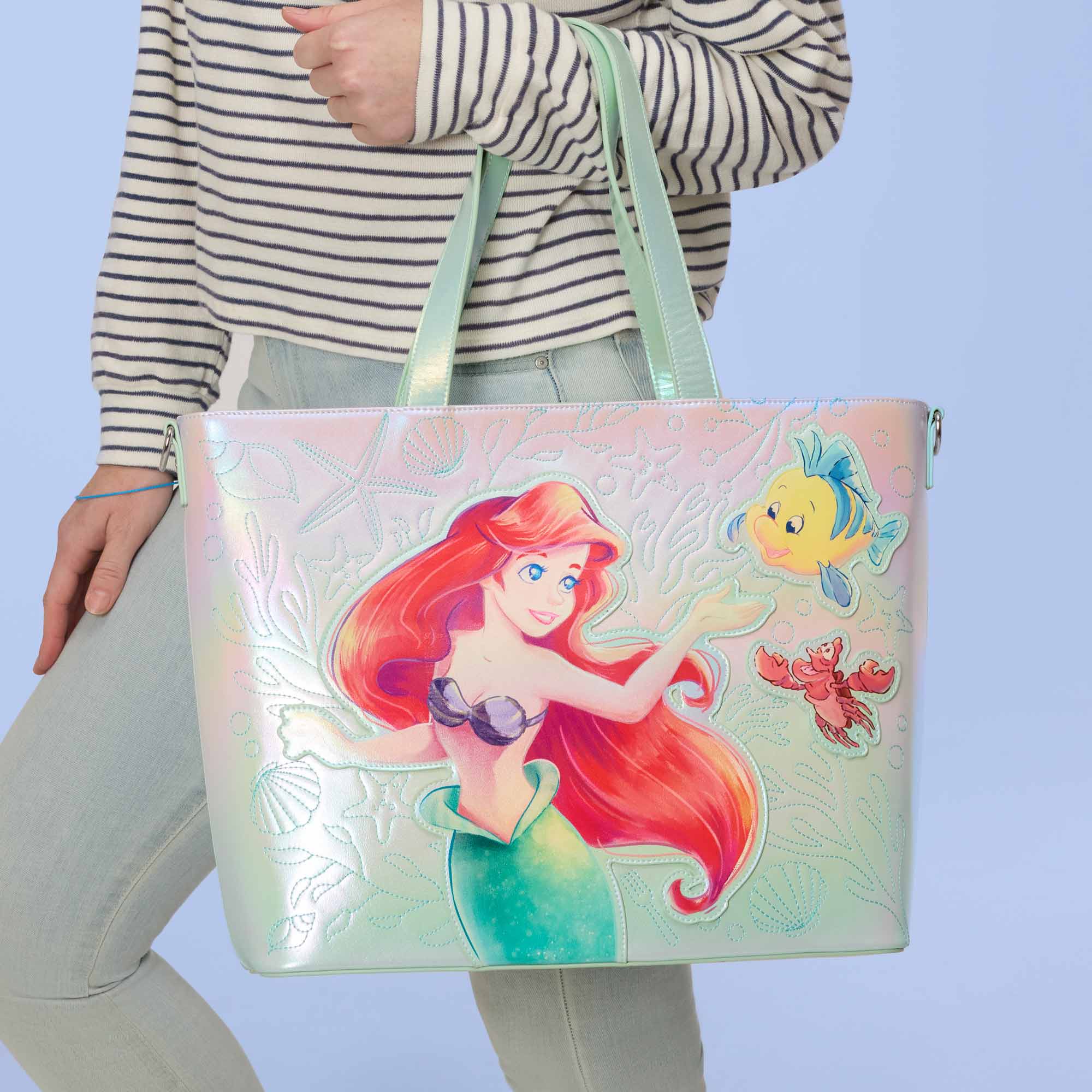 Loungefly x Disney The Little Mermaid Ariel & Flounder Tote Bag With Coin Bag - Image 2