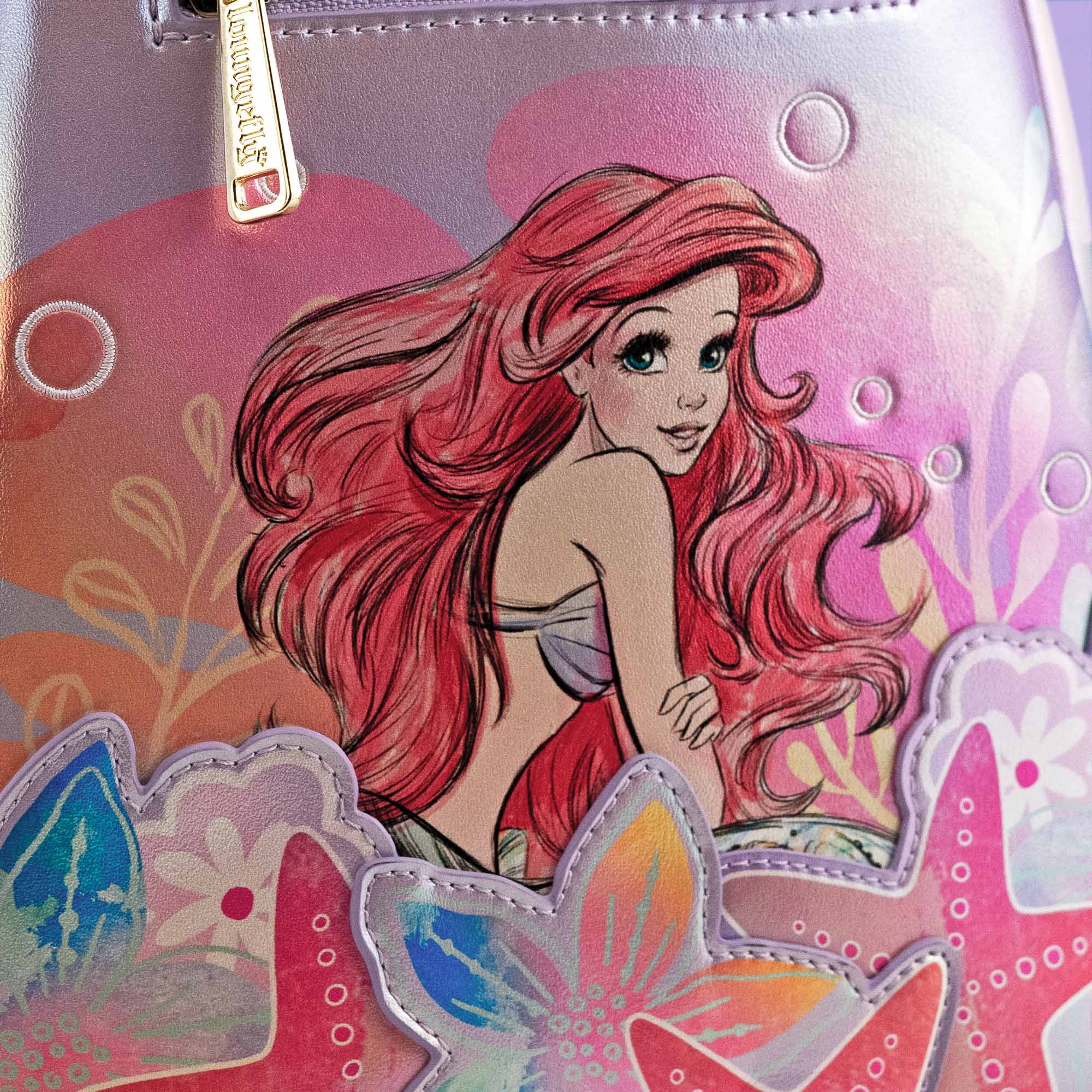 Loungefly x Disney The Little Mermaid Ariel Soft Floral Mini Backpack - Image 3