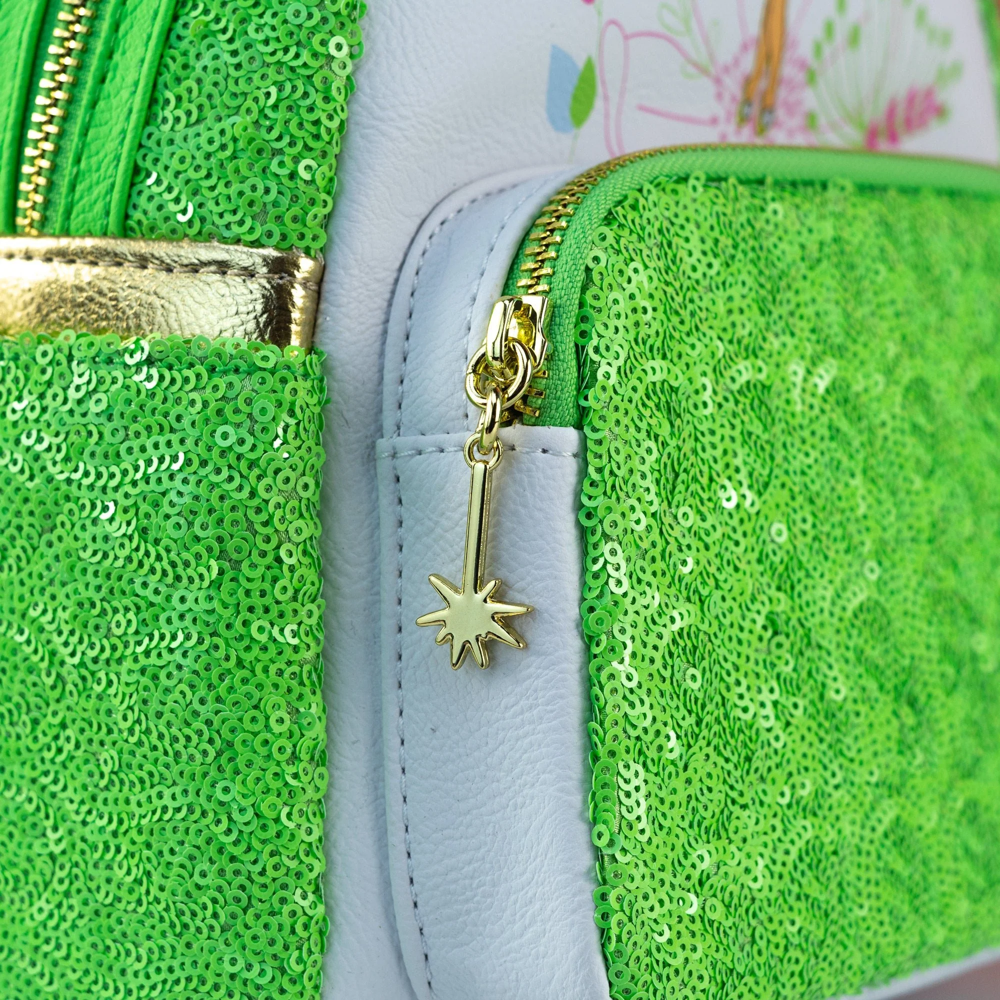 Loungefly x Disney Tinkerbell Green Sequin Mini Backpack - Image 3