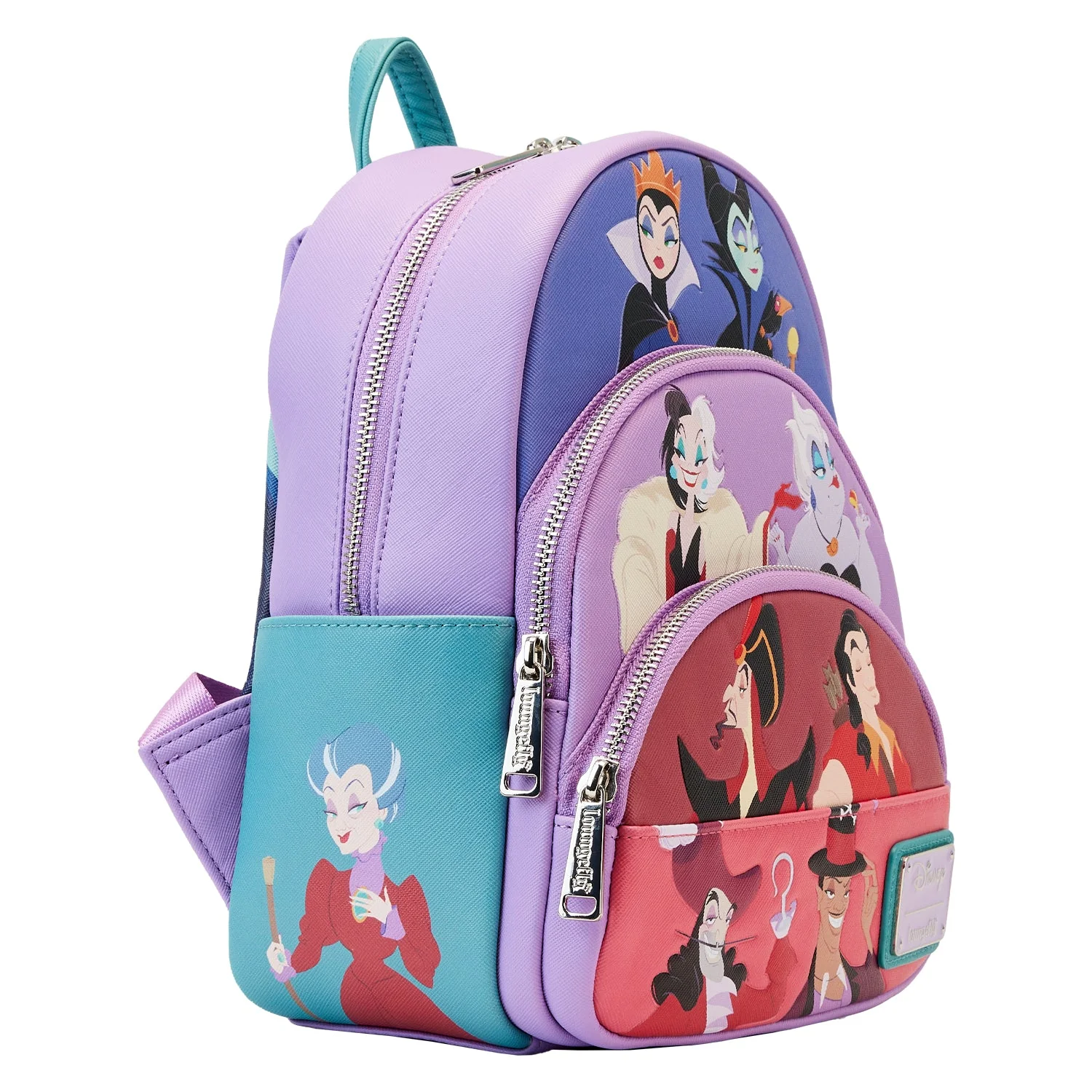 Loungefly x Disney Villains Colour Block Triple Pocket Mini Backpack - Image 4