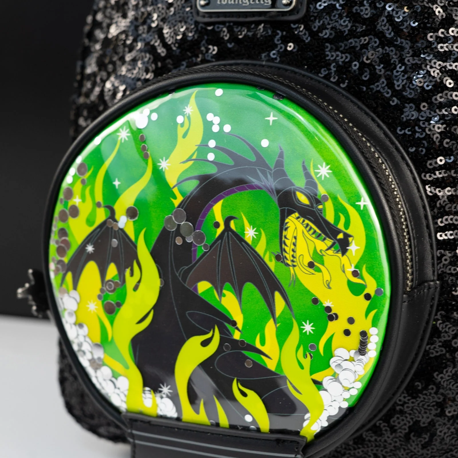 Loungefly x Disney Villains Maleficent Dragon Sequin Globe Mini Backpack - Image 5