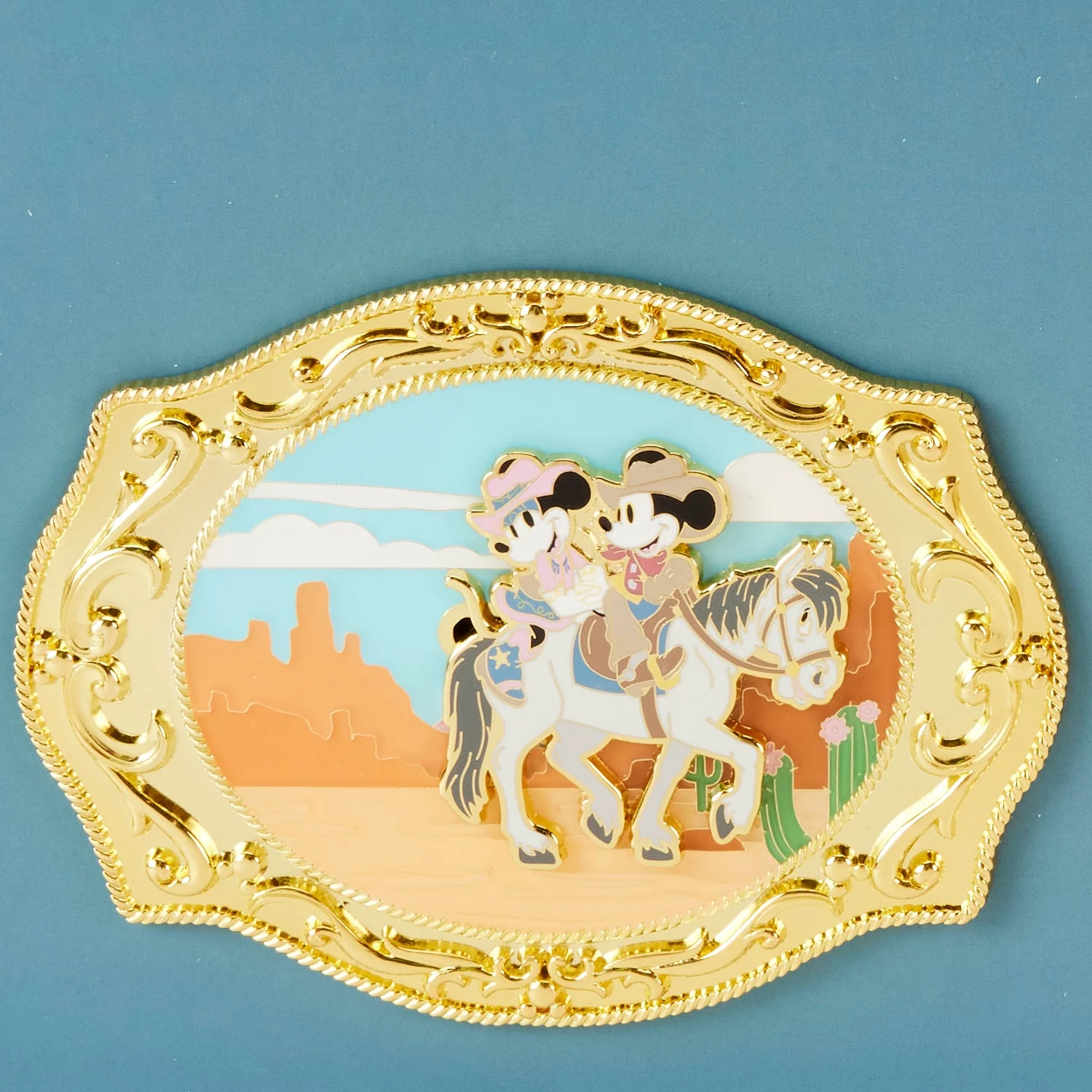 Loungefly x Disney Western Mickey and Minnie Mouse Belt Buckle 3 Inch Pin - Image 6