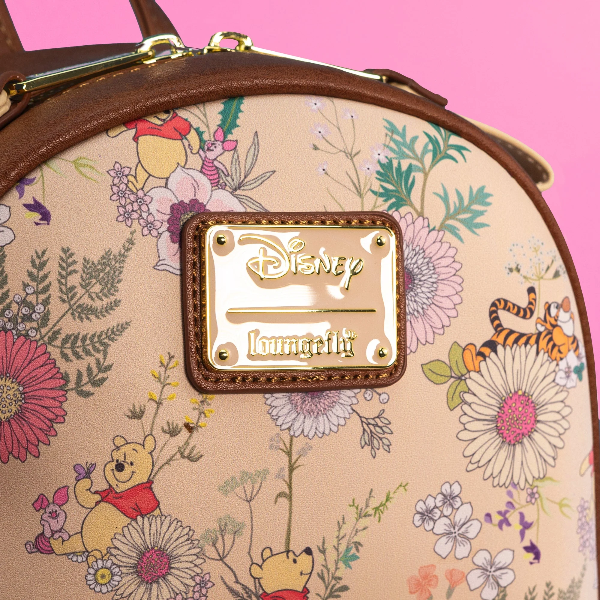 Loungefly x Disney Winnie the Pooh Floral Print Flap Pocket Mini Backpack - Image 2