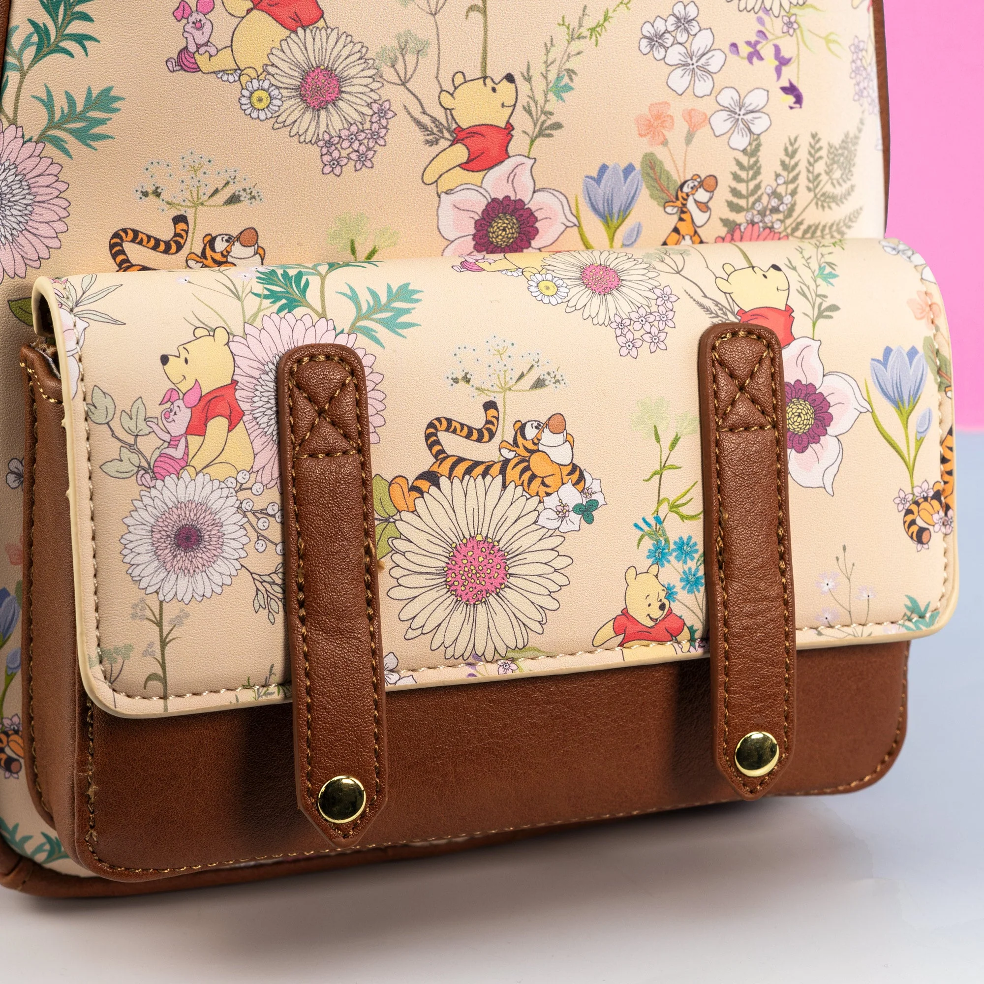 Loungefly x Disney Winnie the Pooh Floral Print Flap Pocket Mini Backpack - Image 3