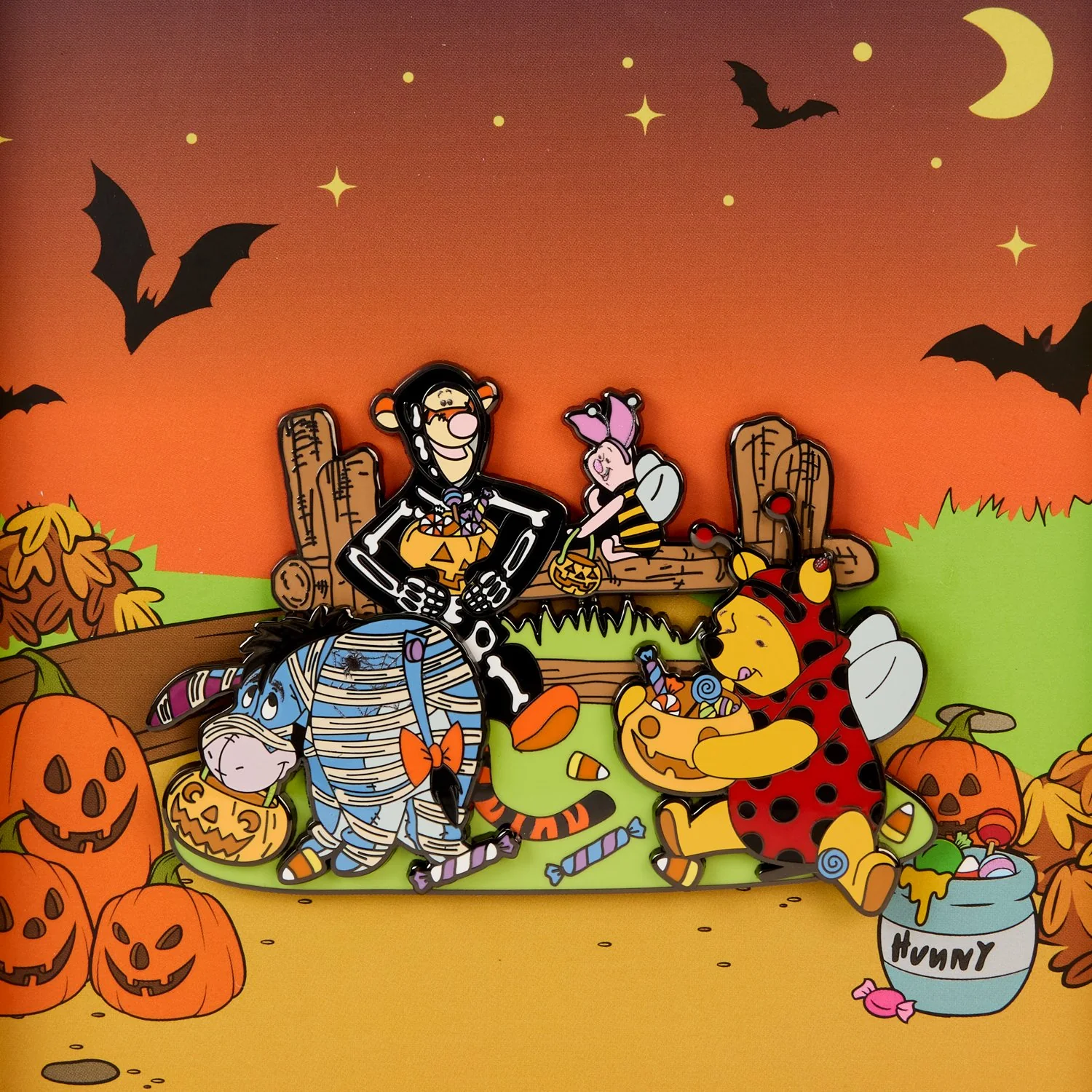 Loungefly x Disney Winnie the Pooh Trick Or Treat Moving 3" Collector Box Pin - Image 4