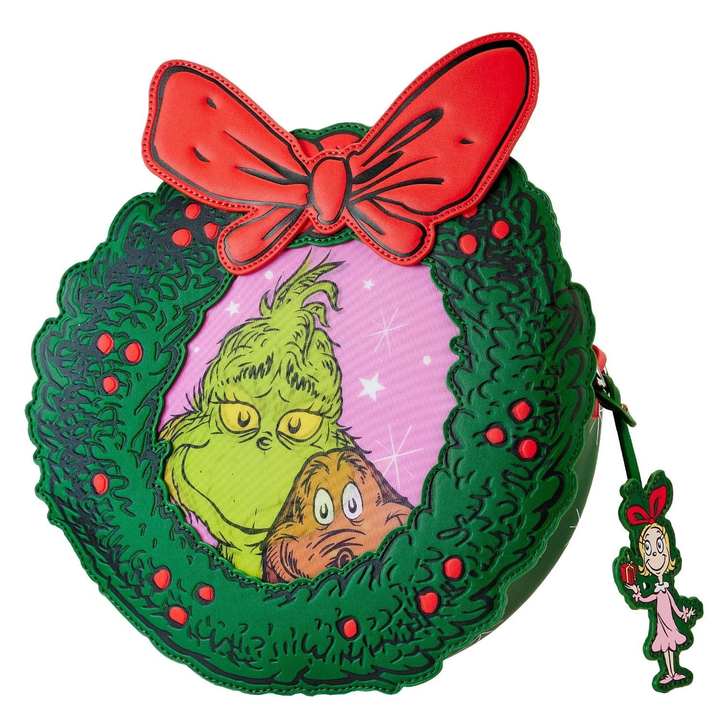 Loungefly x Dr Seuss Grinch Holiday Wreath Figural Crossbody Bag - Image 2