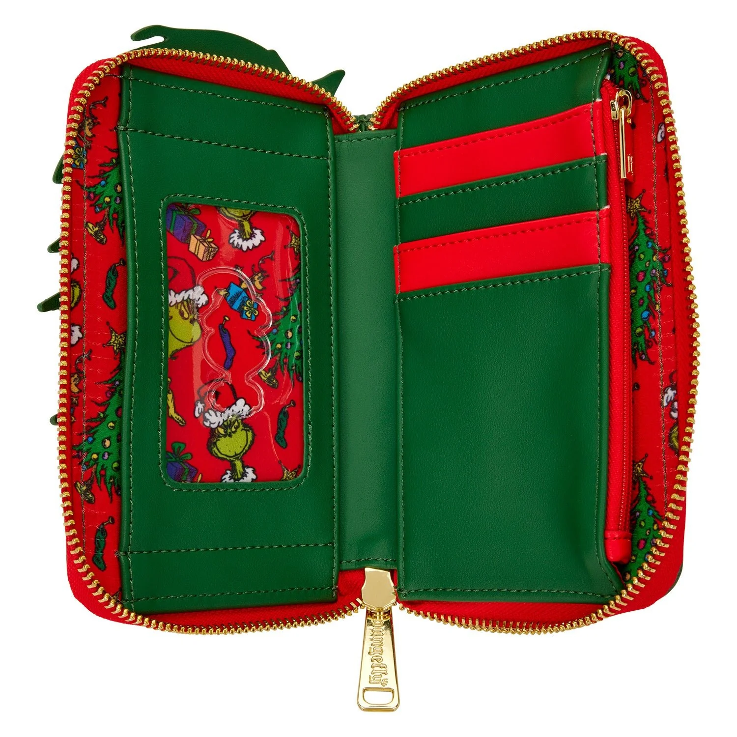 Loungefly x Dr. Seuss The Grinch Christmas Tree Zip Around Wallet - Image 4
