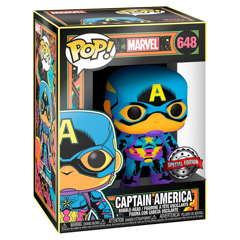 Marvel Funko Pop Vinyl Black Light Captain America - Image 3