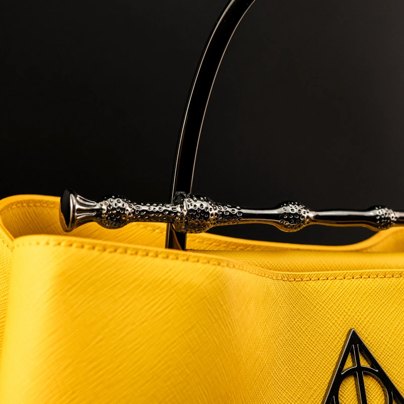 Loungefly x Harry Potter House Hufflepuff Yellow Saffiano Elder Wand Crossbody Handbag - Image 4