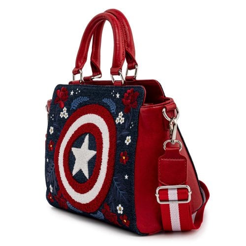 Loungefly x Marvel Captain America 80th Anniversary Floral Shield Crossbody Bag - Image 3