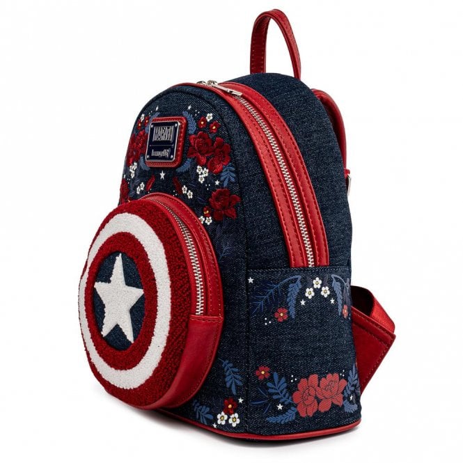 Loungefly x Marvel Captain America 80th Anniversary Floral Shield Mini Backpack - Image 2
