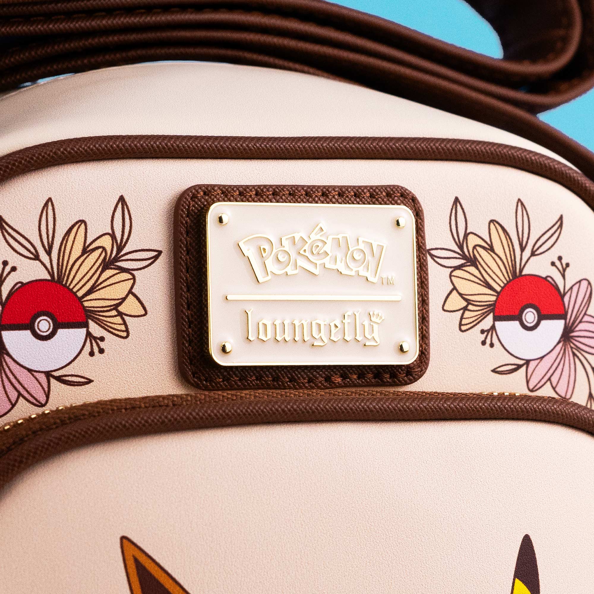 Loungefly x Pokemon Pikachu & Eevee Floral Pokeball Crossbody - Image 3