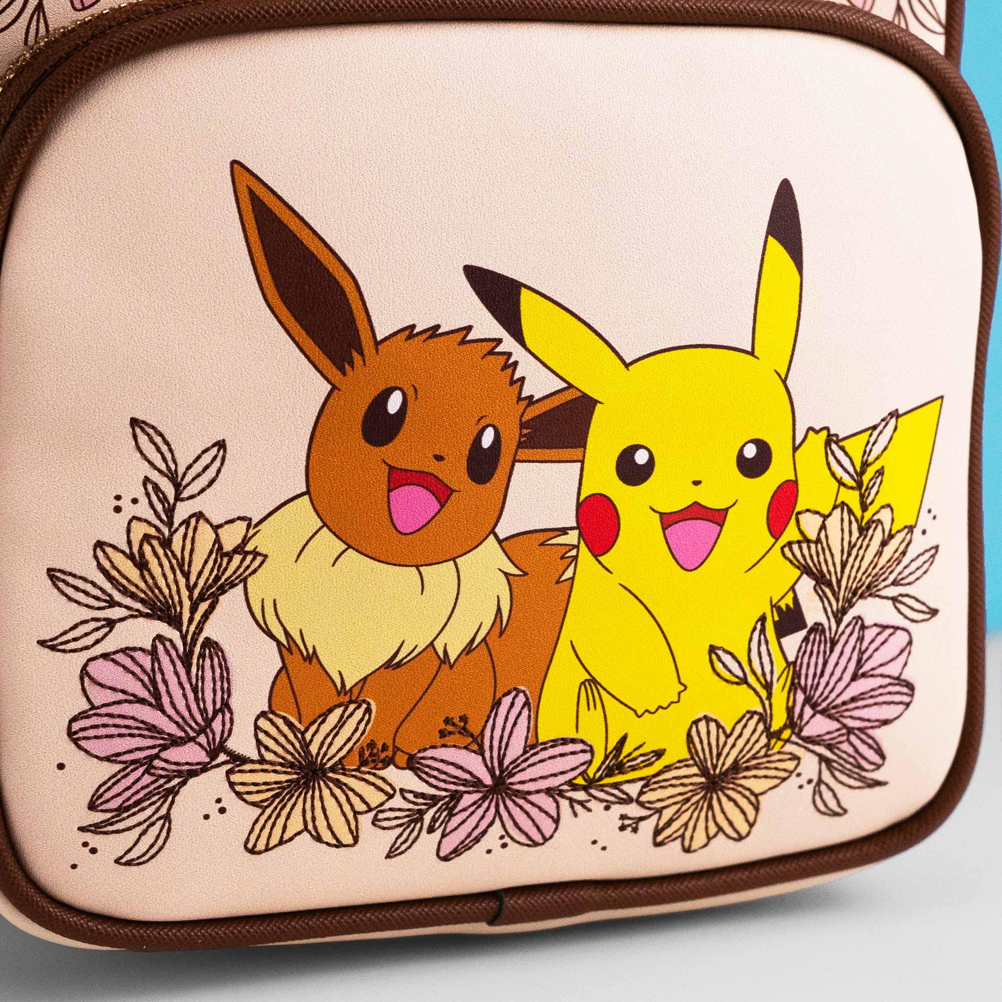 Loungefly x Pokemon Pikachu & Eevee Floral Pokeball Crossbody - Image 4