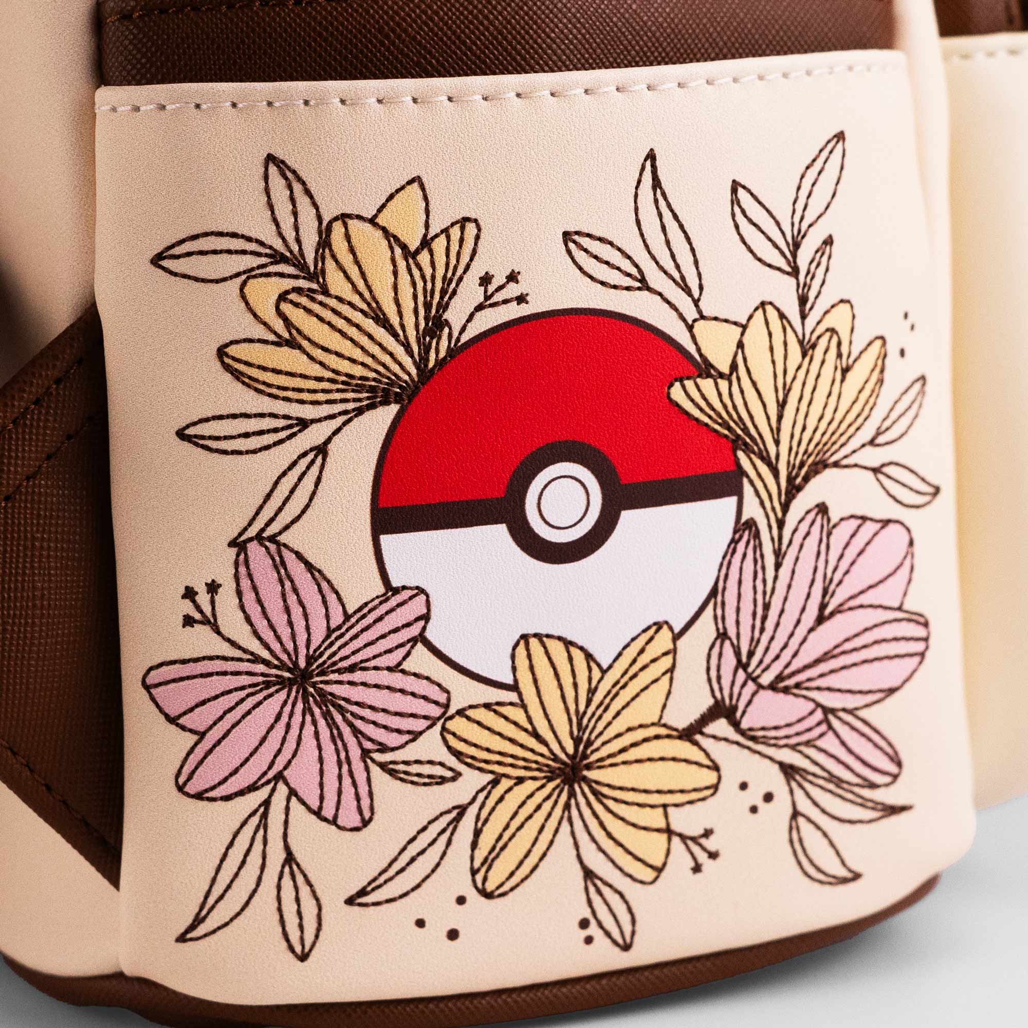 Loungefly x Pokemon Pikachu & Eevee Floral Pokeball Mini Backpack - Image 5