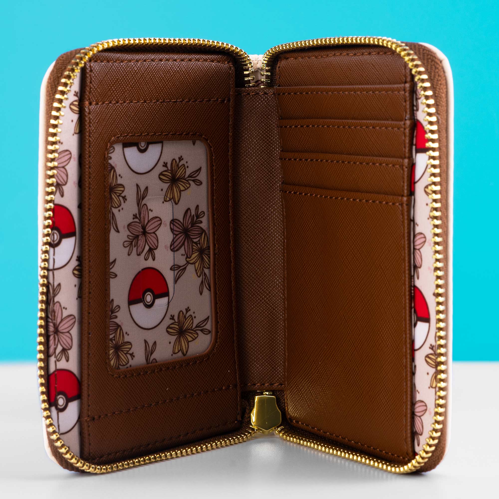 Loungefly x Pokemon Pikachu & Eevee Floral Pokeball Wallet - Image 3