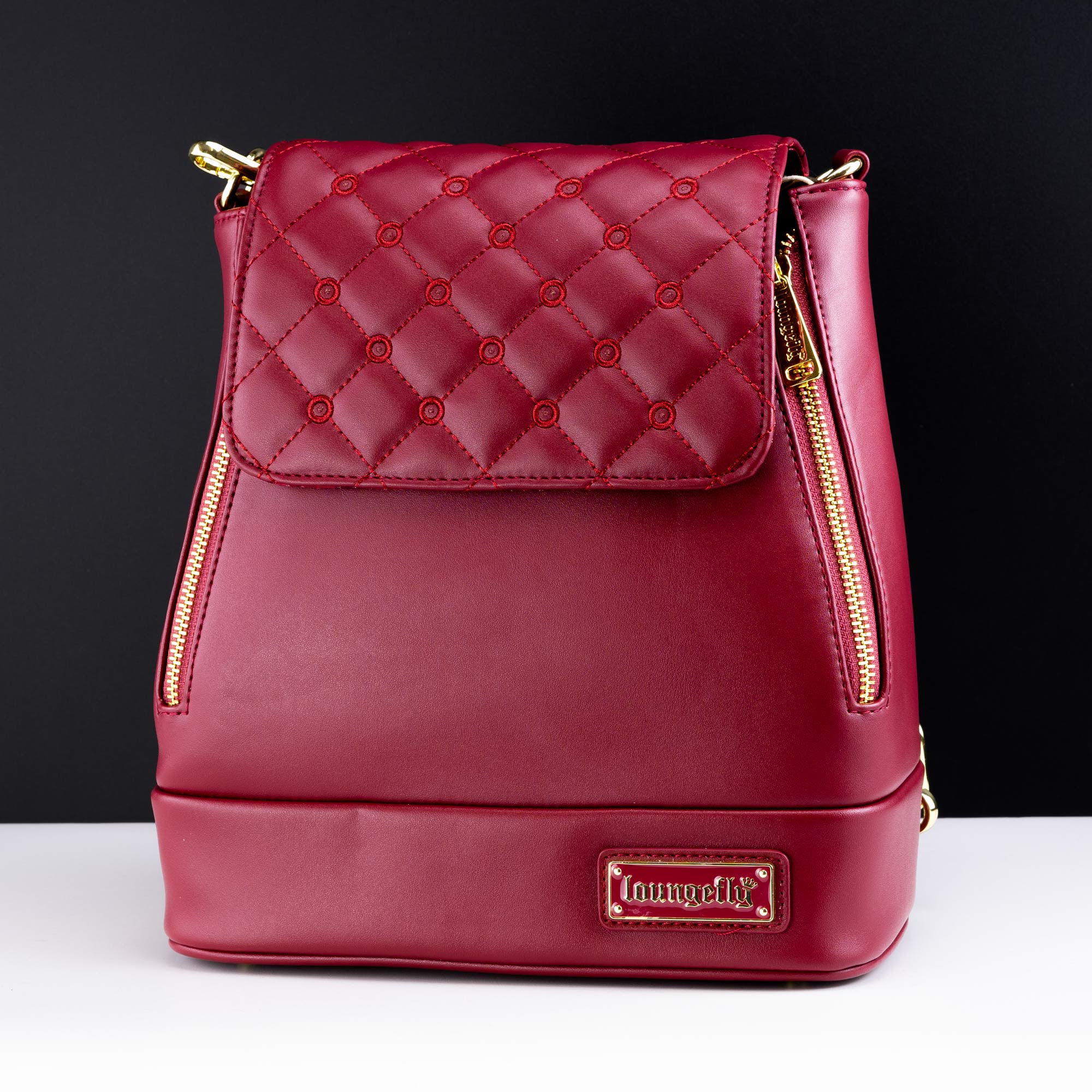 Loungefly Originals Red Quilted Pin Trader Convertible Mini Backpack & Crossbody Bag