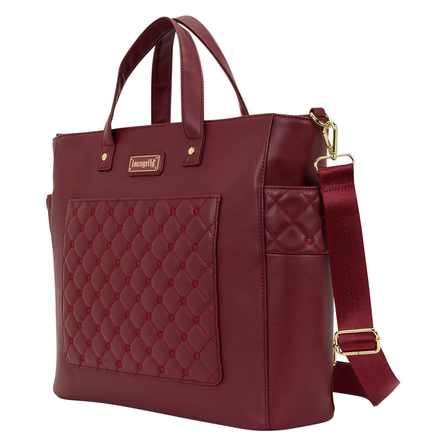 Loungefly Originals Red Quilted Pin Trader Convertible Tote Bag - Image 2