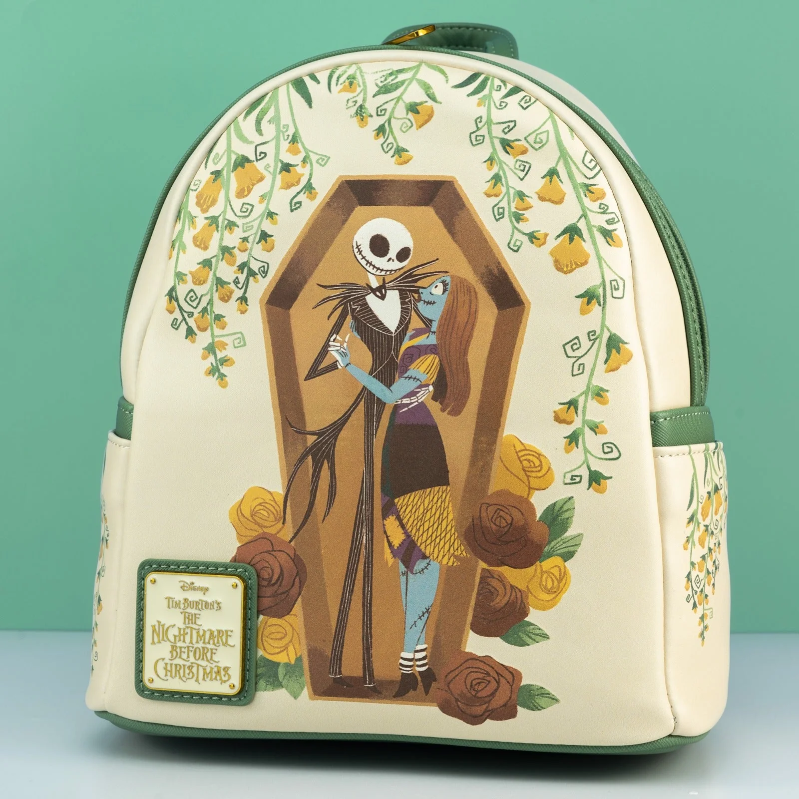 Loungefly x The Nightmare Before Christmas Floral Jack and Sally Coffin Mini Backpack