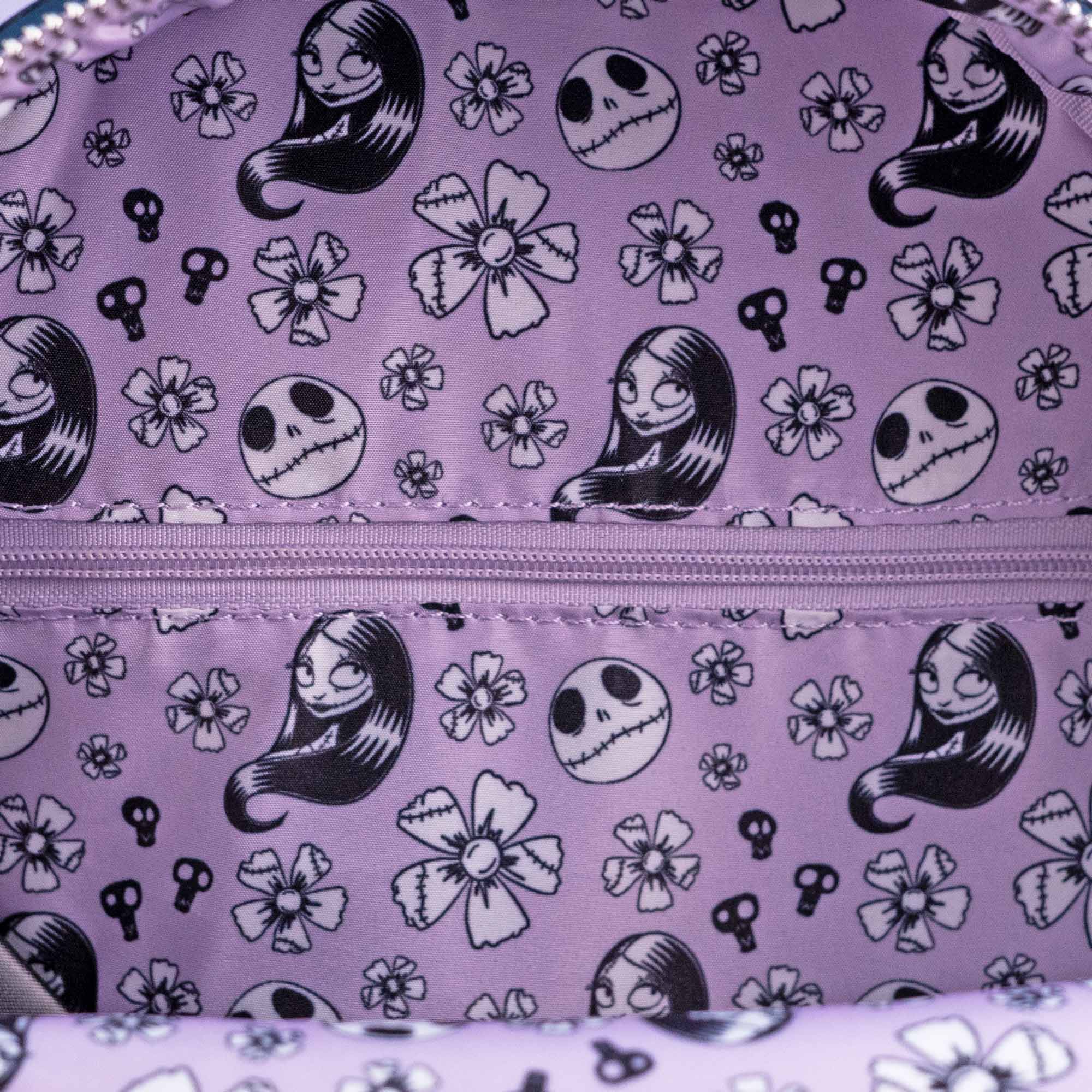 Loungefly x The Nightmare Before Christmas Jack and Sally Lavender Floral Mini Backpack - Image 10