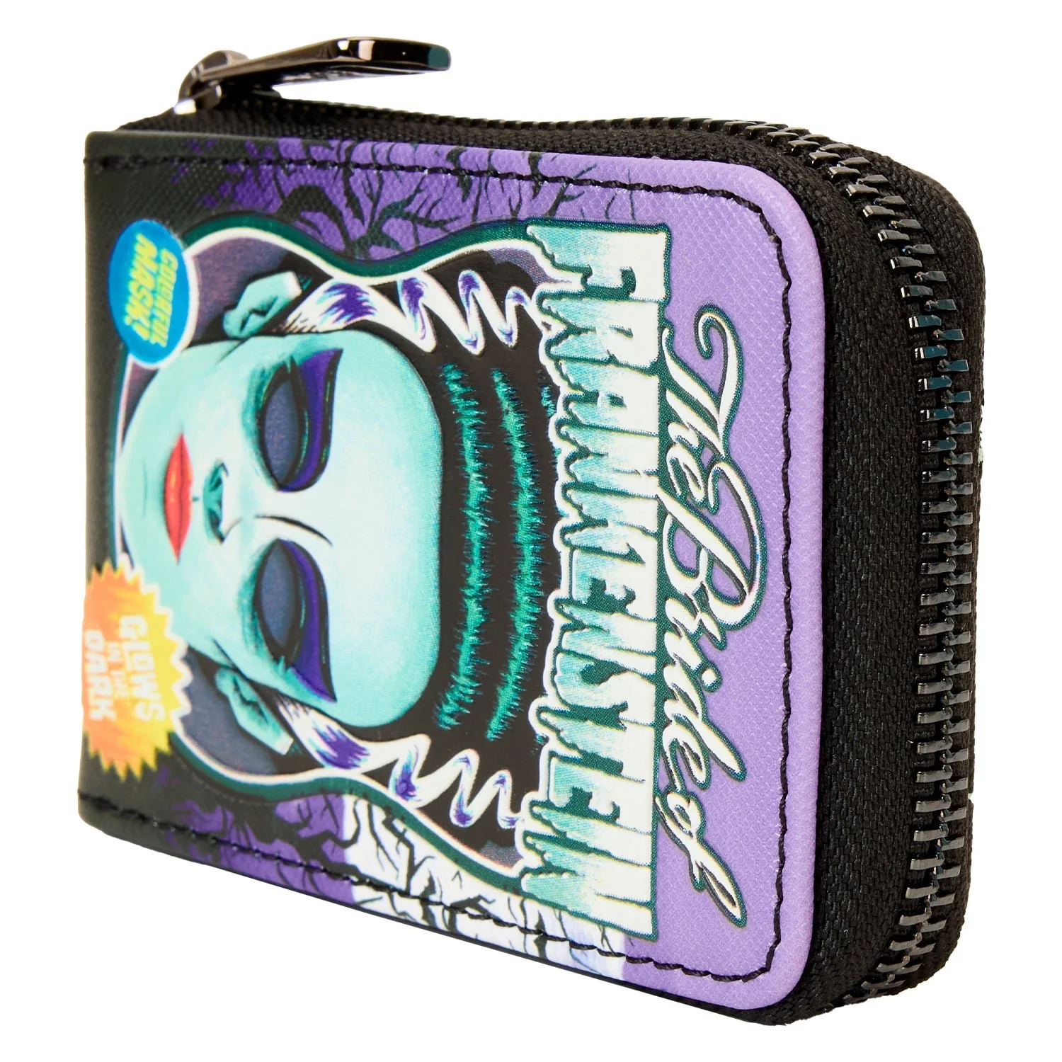 Loungefly x Universal Monsters Bride Of Frankenstein Neon Mask Zip Around Wallet - Image 3