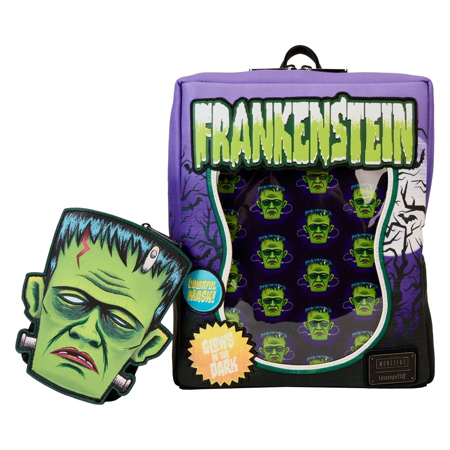 Loungefly x Universal Monsters Frankenstein Neon Mask Mini Backpack - Image 3