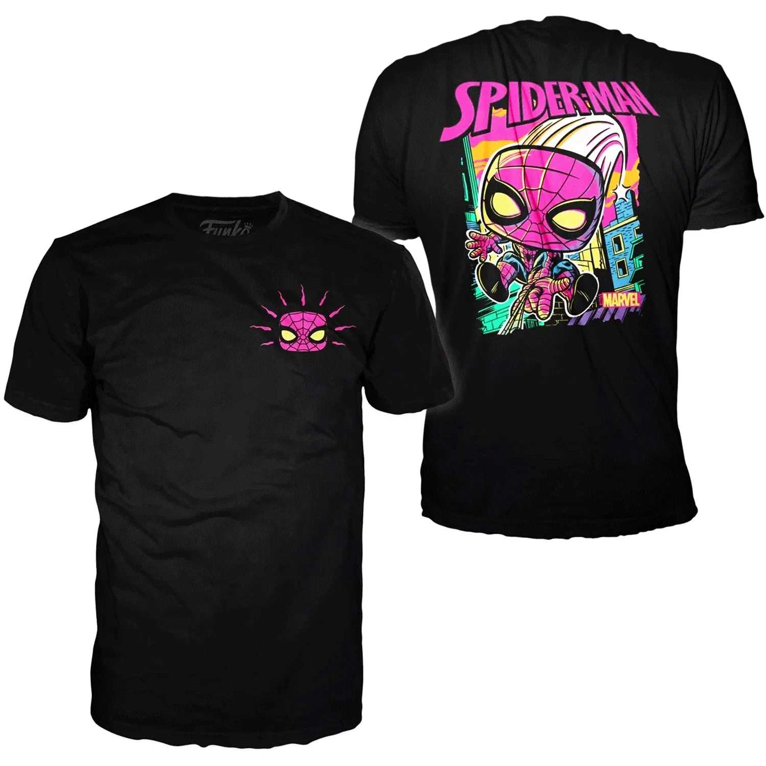 Marvel Spiderman Blacklight Pop! Vinyl and Tee Set - Image 5