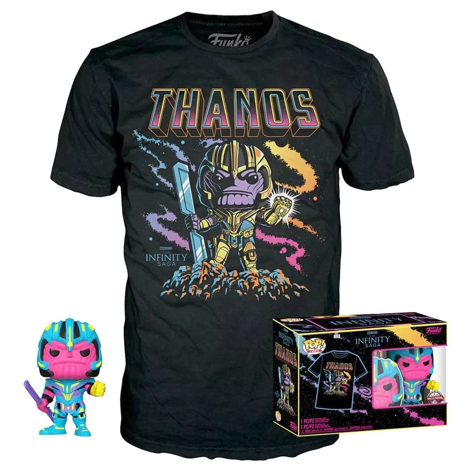 Marvel Thanos Blacklight Pop! Vinyl and Tee Set - Image 3