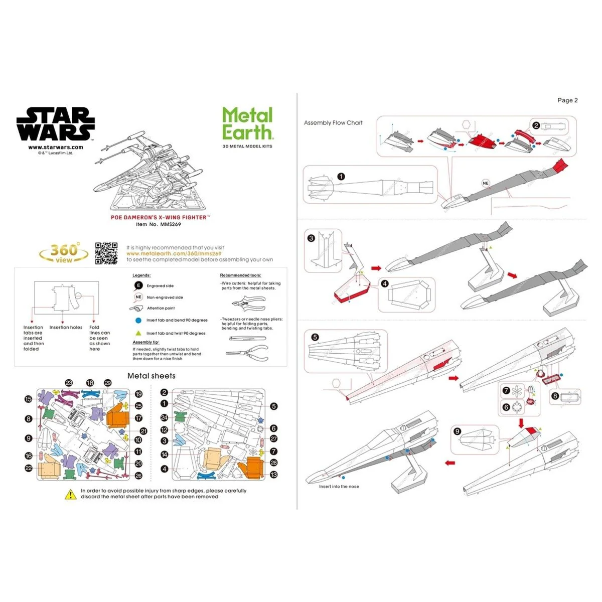 Metal Earth Star Wars Poe Dameron's X-Wing Starfighter - Image 4