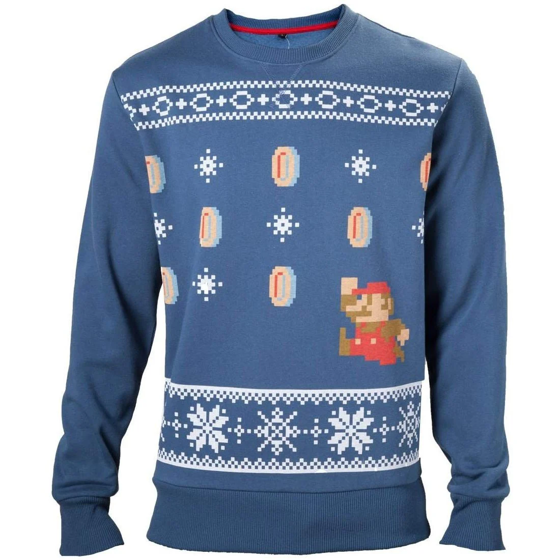 Nintendo Super Mario Bros Classic Blue Christmas Sweater - Image 2