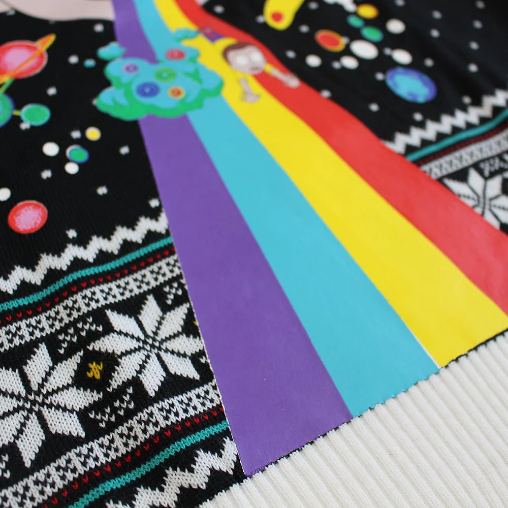Rick and Morty Rainbow Knitted Christmas Jumper / Sweater - Image 4