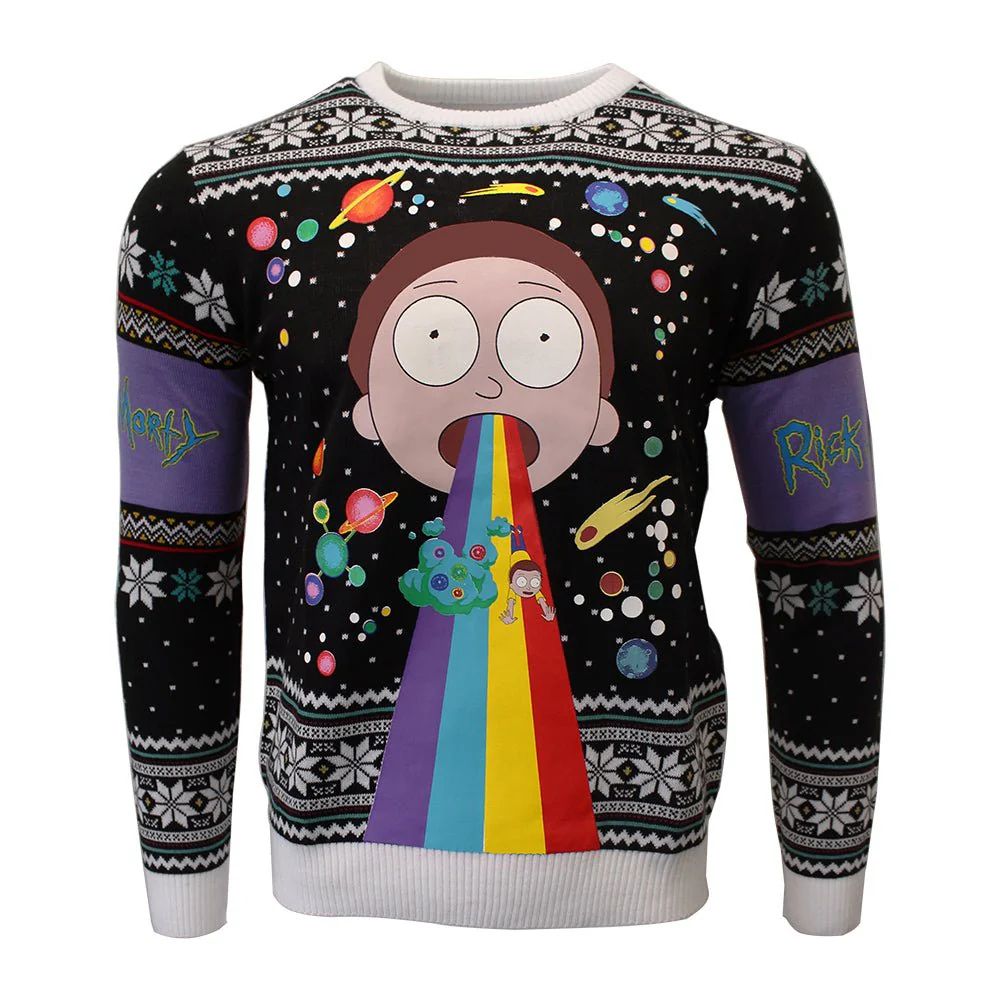 Rick and Morty Rainbow Knitted Christmas Jumper / Sweater - Image 9