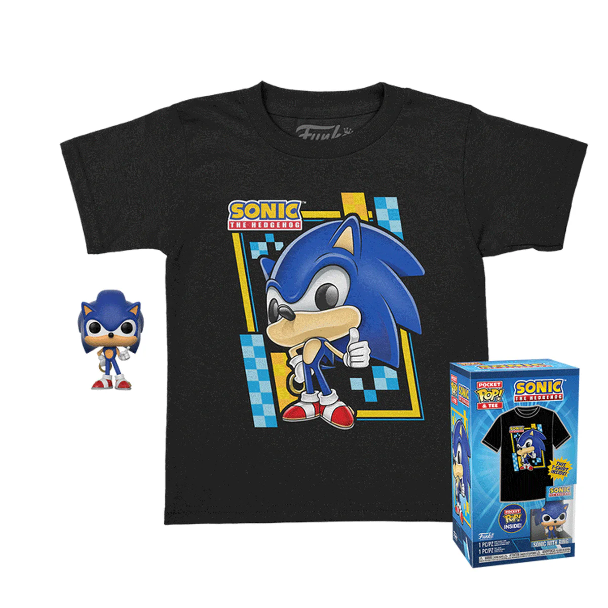 Sega Sonic the Hedgehog with Ring Pocket Pop! Vinyl and Tee Set for Kids - Image 3
