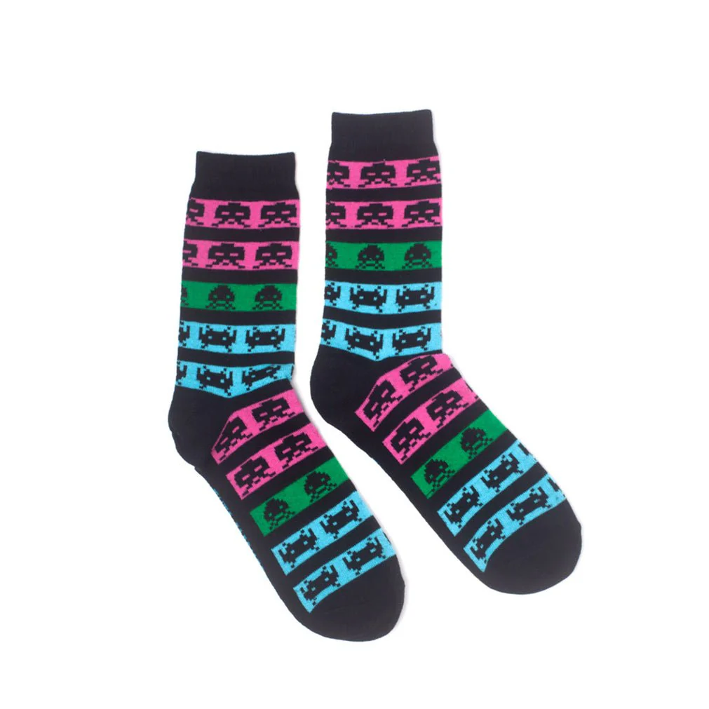 Space Invaders Neon Colours Crew Socks - Image 3