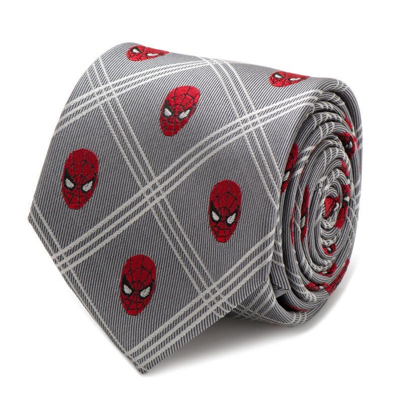 Spider-Man Grey Plaid Silk Tie