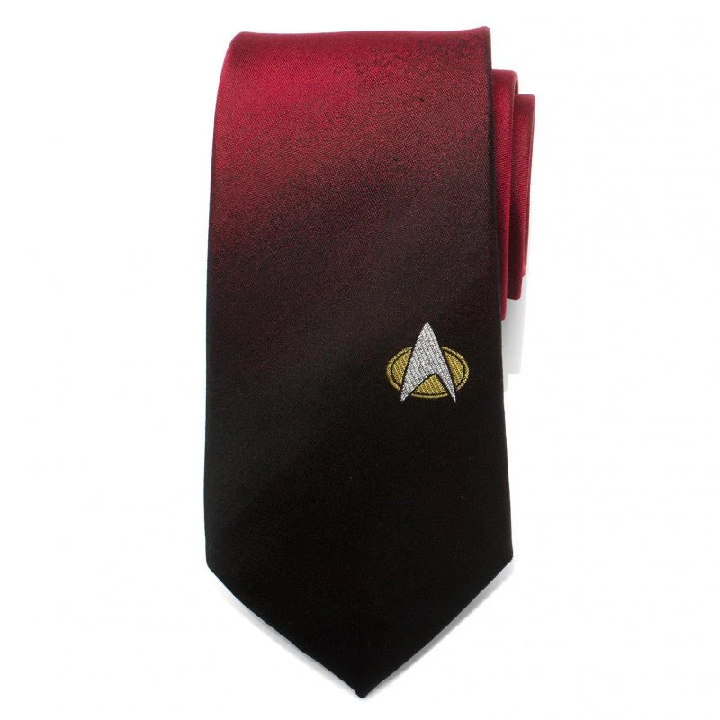 Star Trek TNG Shield Red Ombre Silk Tie - Image 2