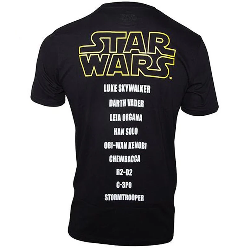 Star Wars Black Logo T-Shirt with Character List - Image 2