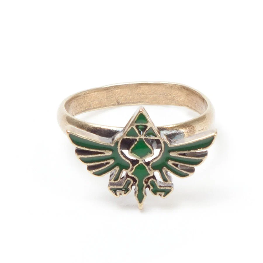 The Legend of Zelda Gold Ring with Green Triforce Logo - Image 2