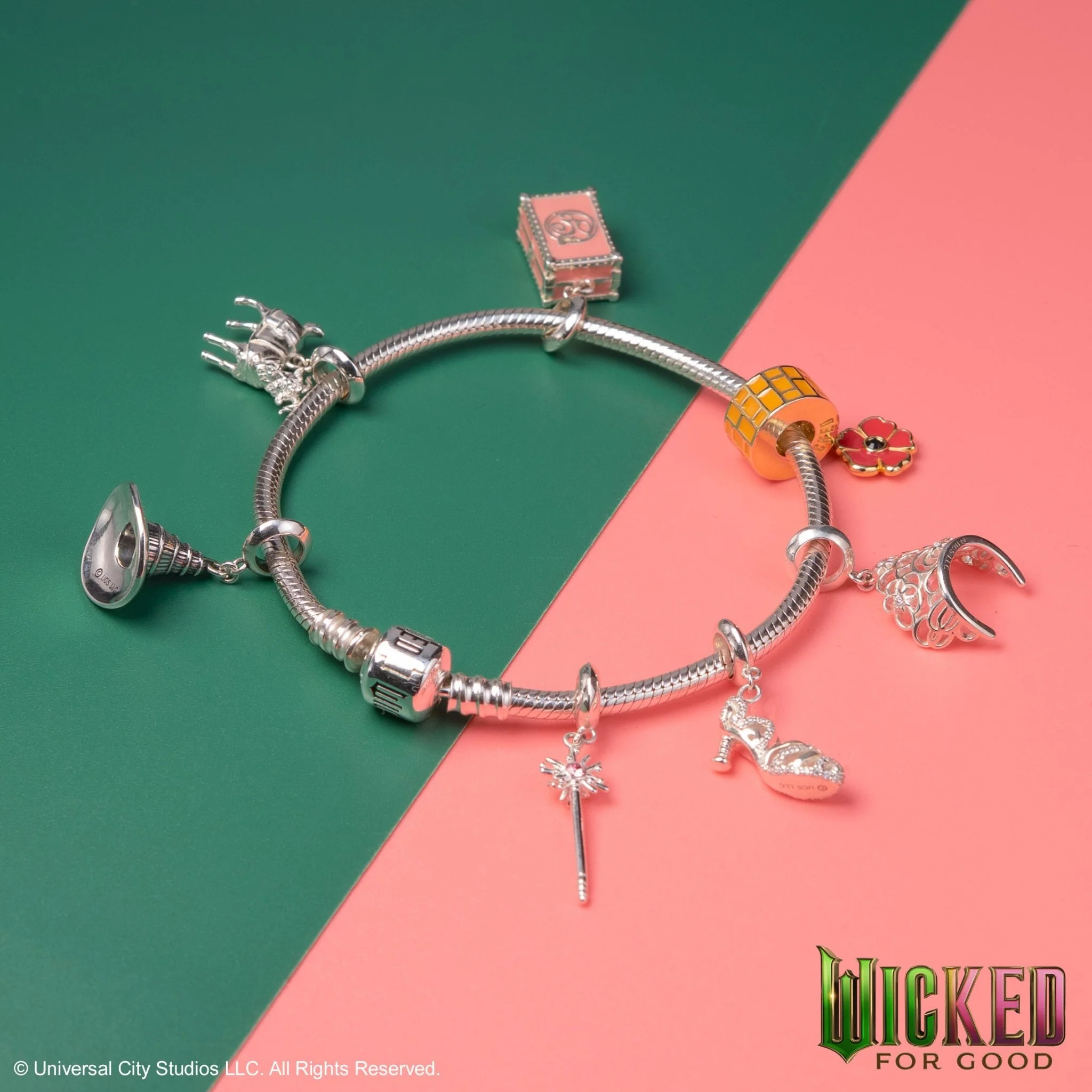 Wicked: For Good Poppy and Yellow Brick Road Gold Plated Sterling Silver Slider Charm - Image 5