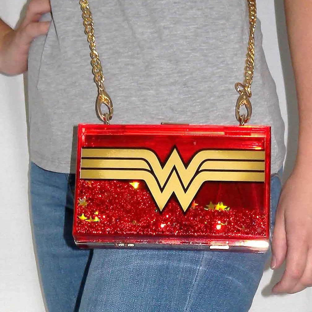 Wonder Woman Glitter Perspex Clutch Bag - Image 2